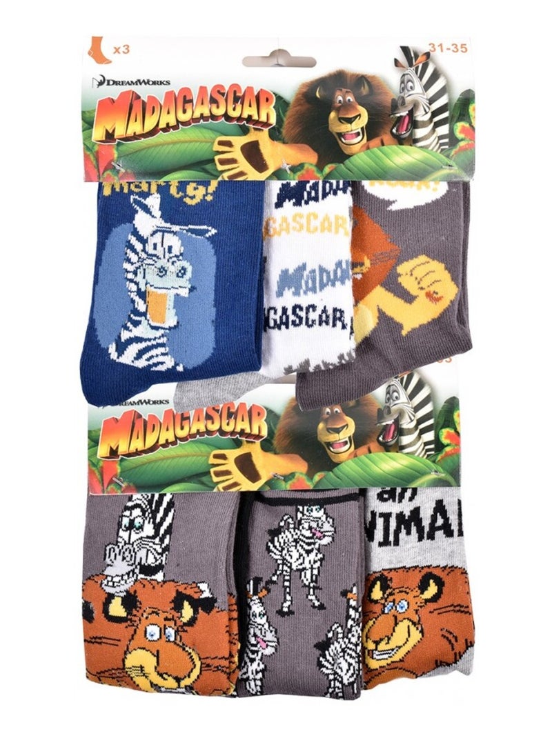 Chaussettes Pack Garçon MADAGASCAR - Pack de 6 Gris Gris anthracite Noir - Kiabi