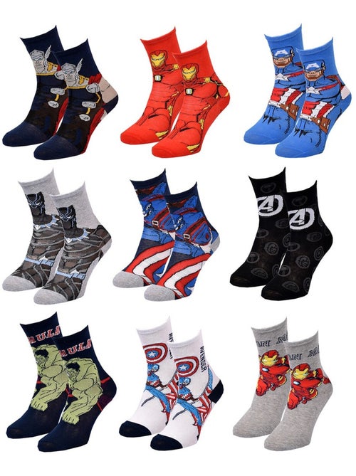 Chaussettes Pack Garçon MARVEL AVENGERS Pack de 9 Paires - Kiabi