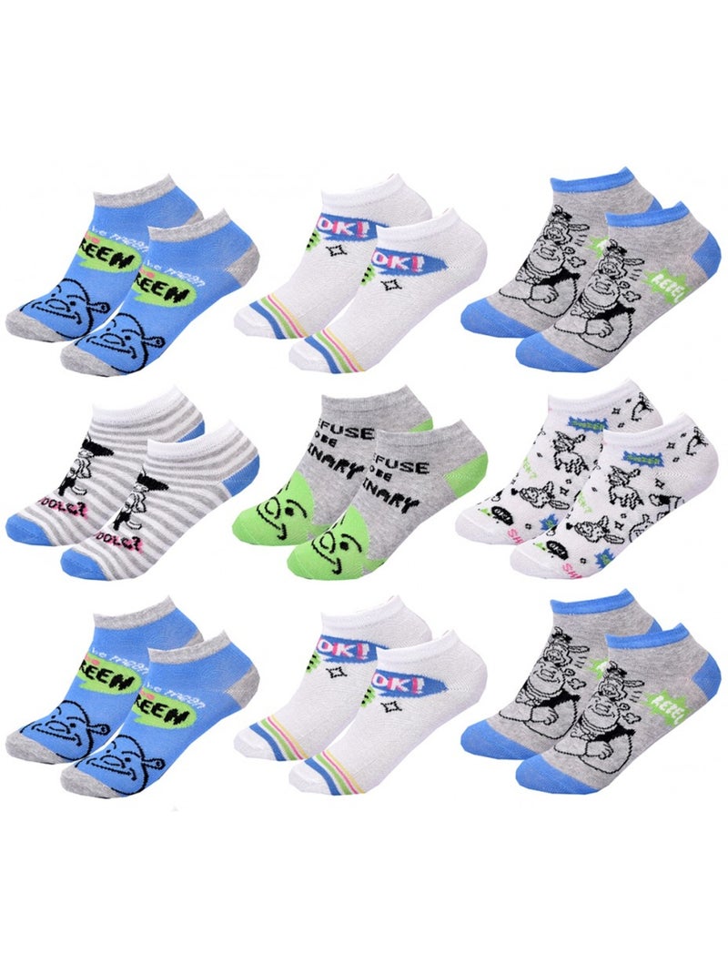 Chaussettes Pack Garçon SHREK - Pack de 9 Bleu Blanc Noir Gris - Kiabi