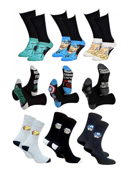 Chaussettes Pack HOMME AVENGERS - Pack de 9 - Kiabi Chaussettes Pack HOMME AVENGERS - Pack de 9 - Kiabi