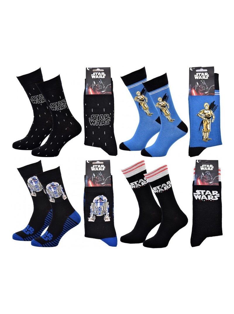 Chaussettes Pack Homme DISNEY STAR WARS - Pack de 4 Noir Bleu - Kiabi