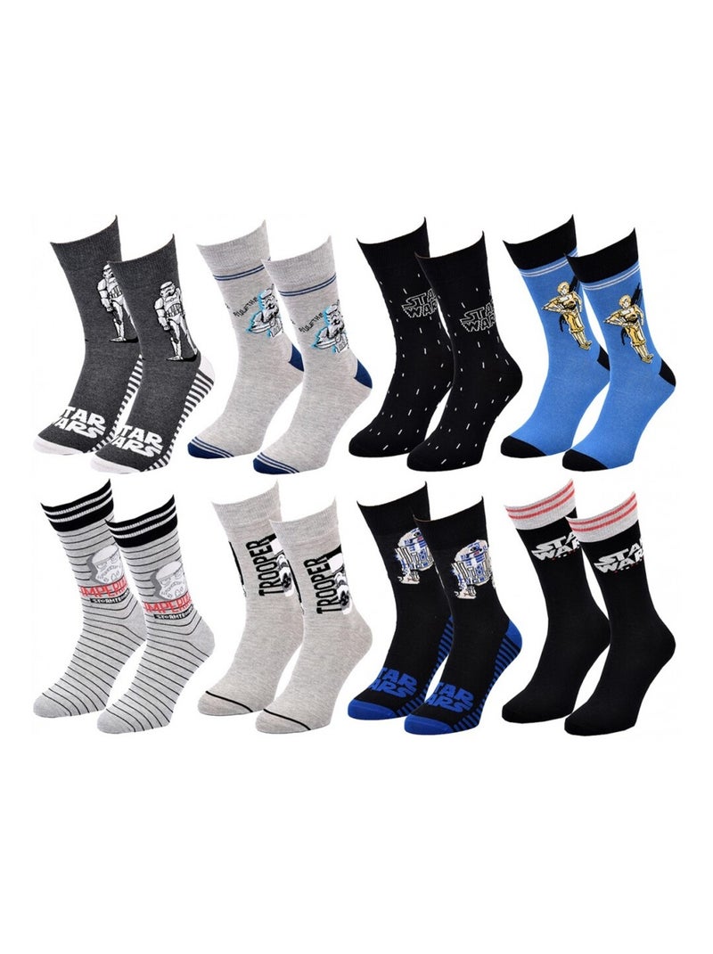 Chaussettes Pack Homme DISNEY STAR WARS - Pack de 8 Gris Gris Noir - Kiabi