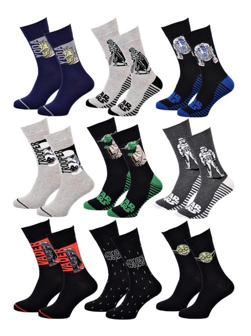 Chaussettes Pack Homme DISNEY STAR WARS - Pack de 9 - Kiabi Chaussettes Pack Homme DISNEY STAR WARS - Pack de 9 - Kiabi