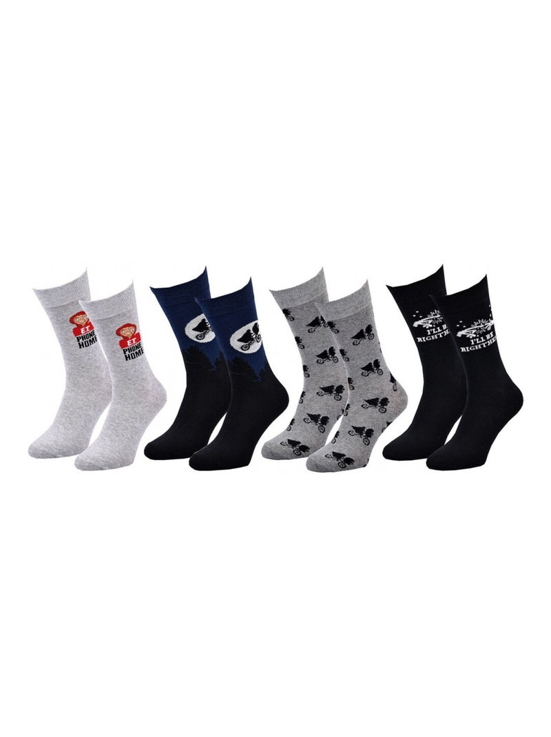 Chaussettes Pack HOMME E.T L'EXTRATERRESTRE - Pack de 4 Gris Multicolore Noir - Kiabi