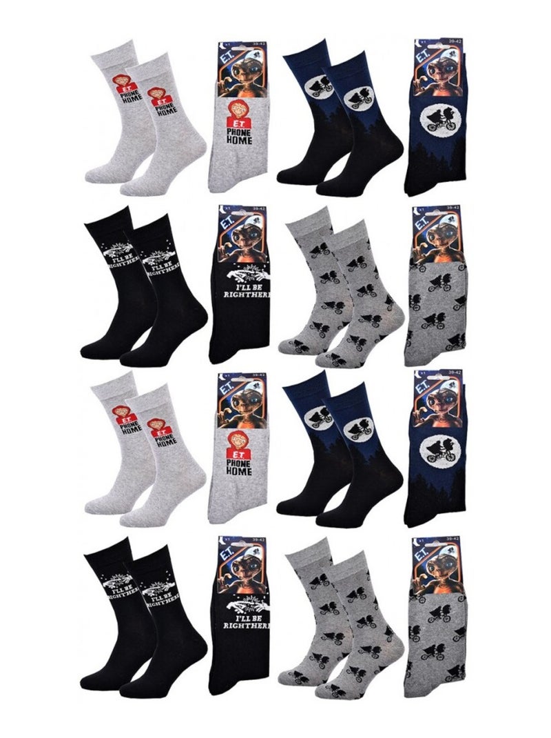 Chaussettes Pack HOMME E.T L'EXTRATERRESTRE - Pack de 8 Gris Multicolore Noir - Kiabi