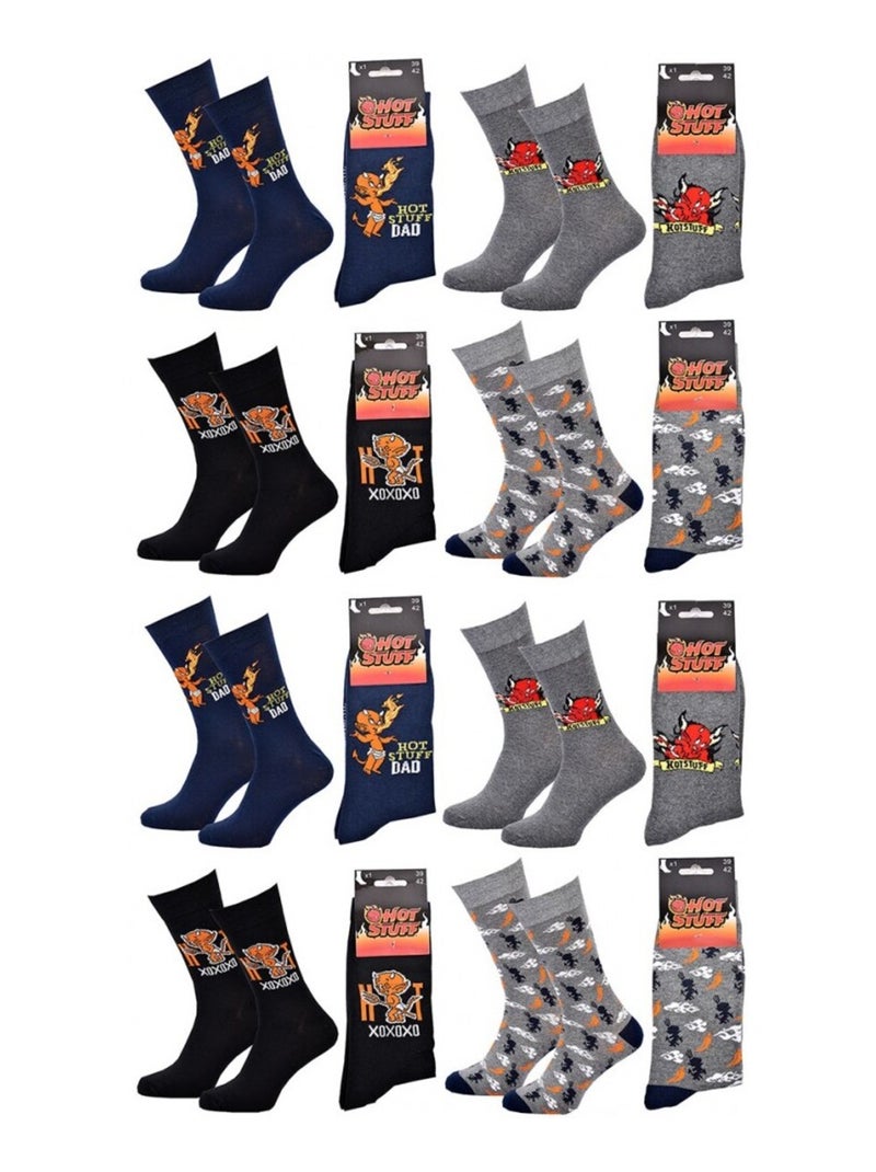 Chaussettes Pack HOMME HOT STUFF - Pack de 8 Bleu Gris clair Noir - Kiabi