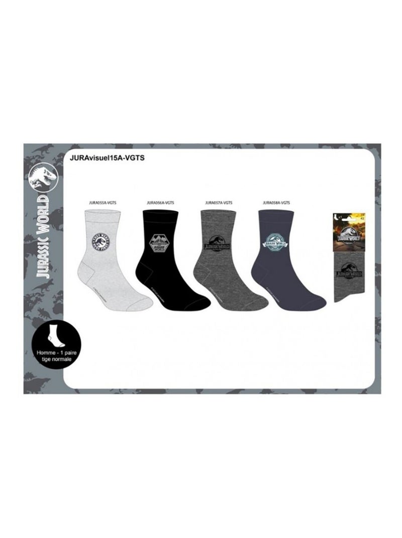Chaussettes Pack HOMME JURASSIC WORLD - Pack de 4 Bleu Gris clair Noir - Kiabi