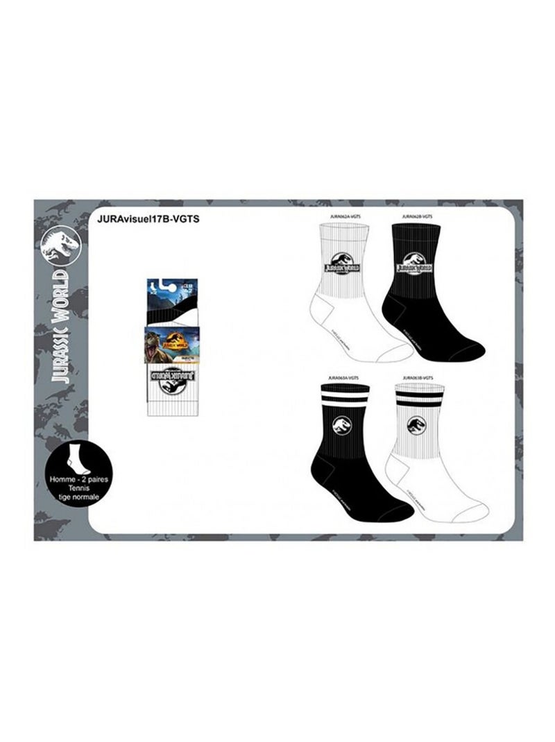 Chaussettes Pack HOMME JURASSIC WORLD - Pack de 4 Noir Blanc - Kiabi