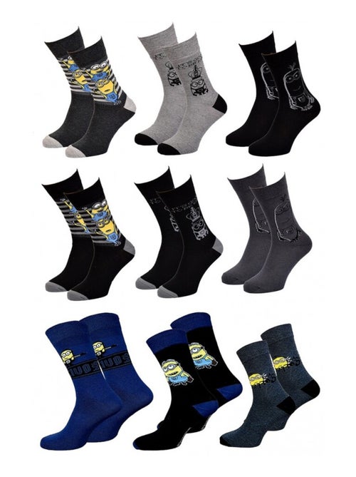 Chaussettes Pack HOMME LES MINIONS - Pack de 9 - Kiabi Chaussettes Pack HOMME LES MINIONS - Pack de 9 - Kiabi
