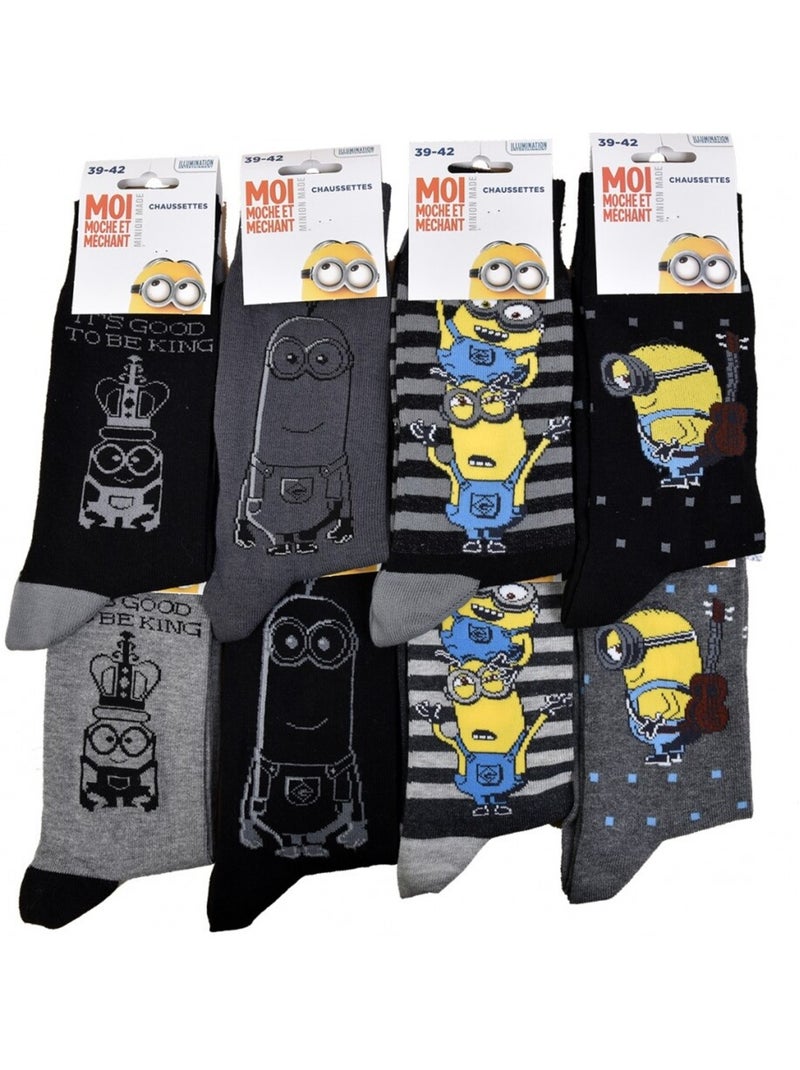 Chaussettes Pack HOMME LES MINIONS - Pack de 9 Gris Bleu marine Noir - Kiabi