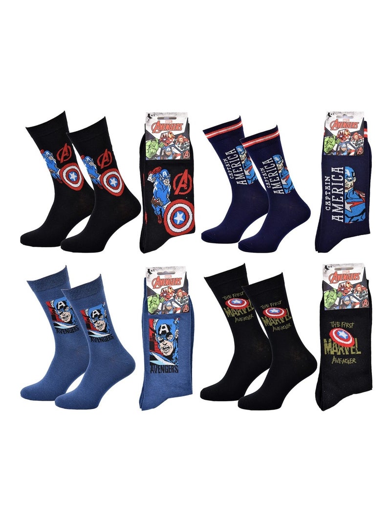 Chaussettes Pack Homme MARVEL AVENGERS Pack 4 Paires Noir Rouge Bleu - Kiabi