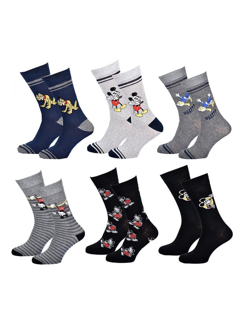 Chaussettes Pack HOMME MICKEY - Pack de 6 Bleu Gris clair Noir - Kiabi