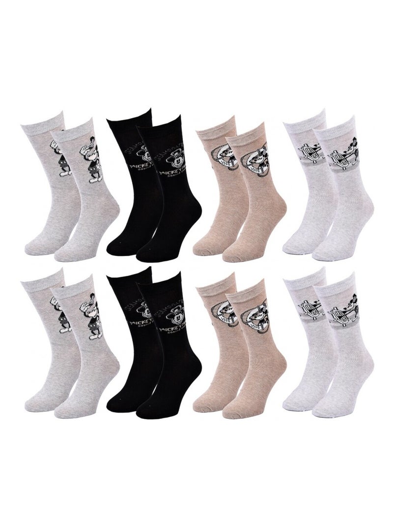 Chaussettes Pack HOMME MICKEY - Pack de 8 Gris Multicolore Gris - Kiabi