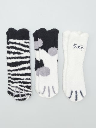 Chaussettes pilou 'chat' - lot de 2