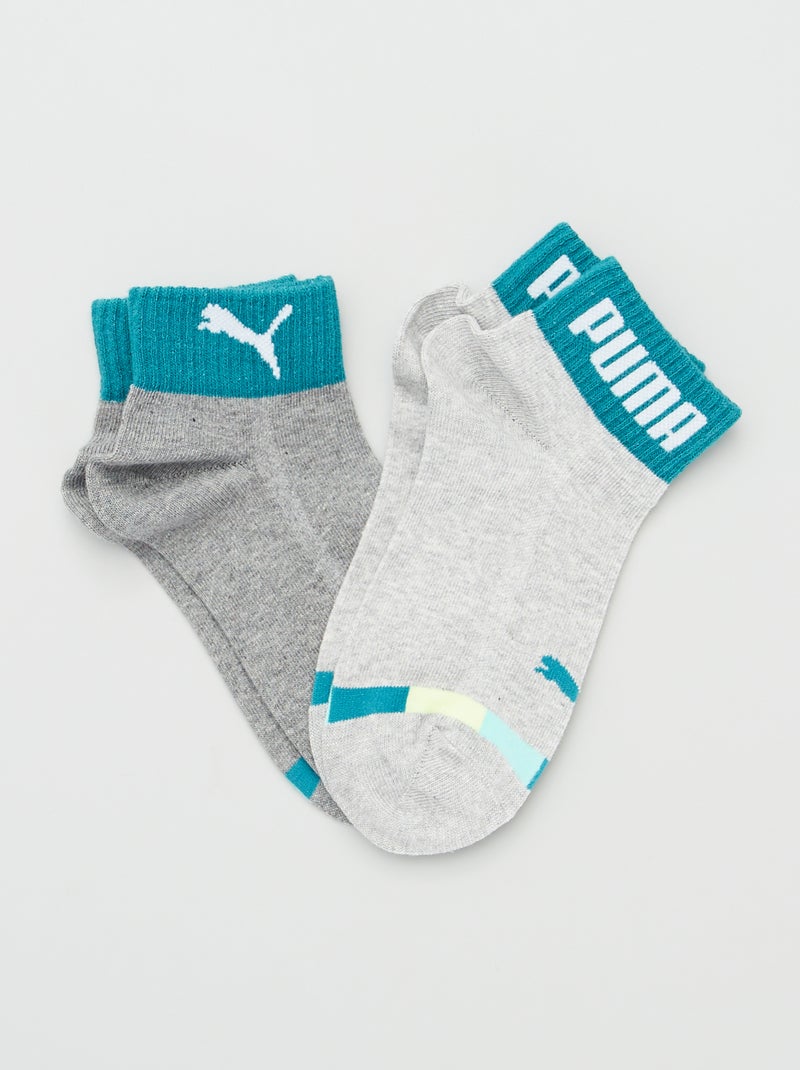 Chaussettes 'Puma' - Lot de 2 Gris/vert - Kiabi