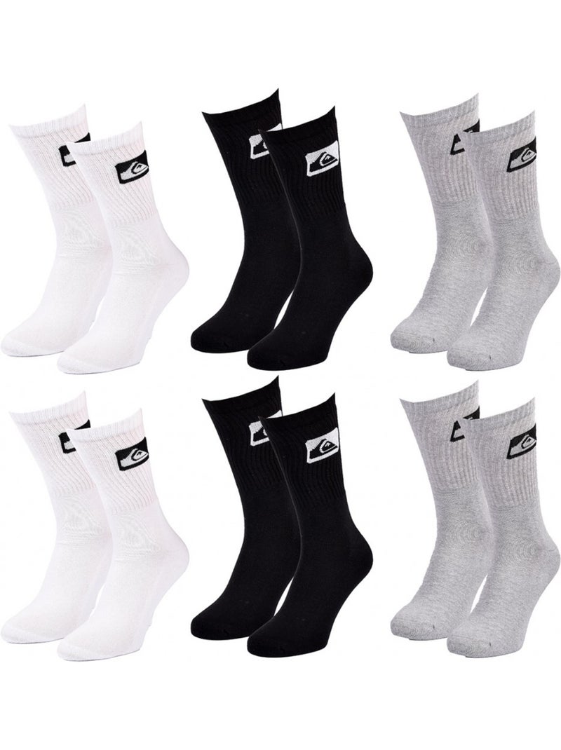 Chaussettes quiksilver cushioned crew - pack de 6 Blanc Noir Gris - Kiabi