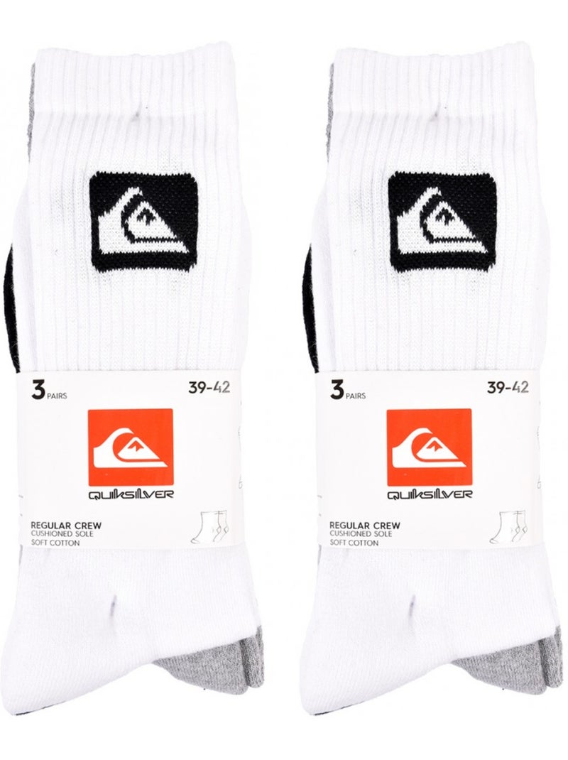 Chaussettes quiksilver cushioned crew - pack de 6 Blanc Noir Gris - Kiabi