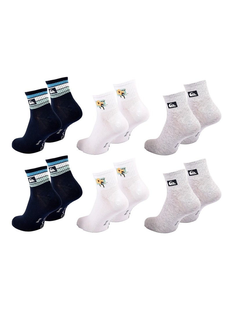 Chaussettes quiksilver quarter - pack de 6 Bleu Gris Blanc - Kiabi