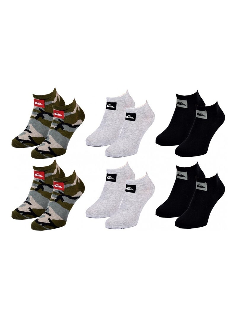 Chaussettes QUIKSILVER SNEAKER - Pack de 6 Noir Vert clair Blanc - Kiabi