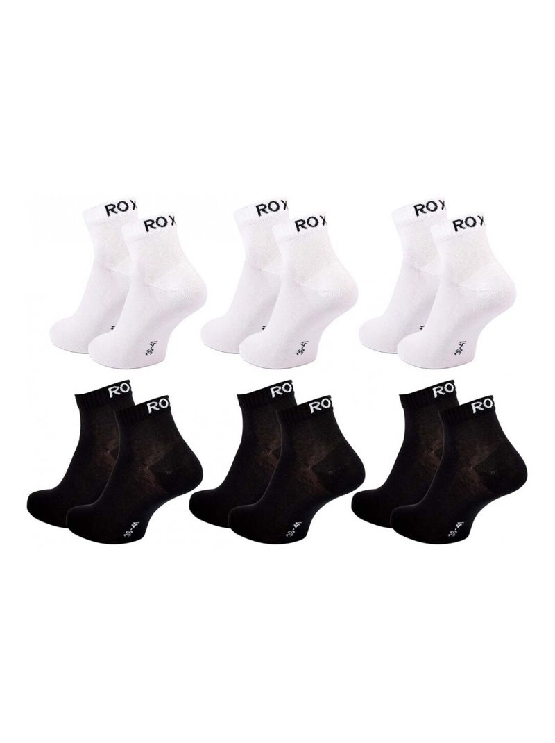 Chaussettes roxy quarter - pack de 6 Blanc Noir - Kiabi