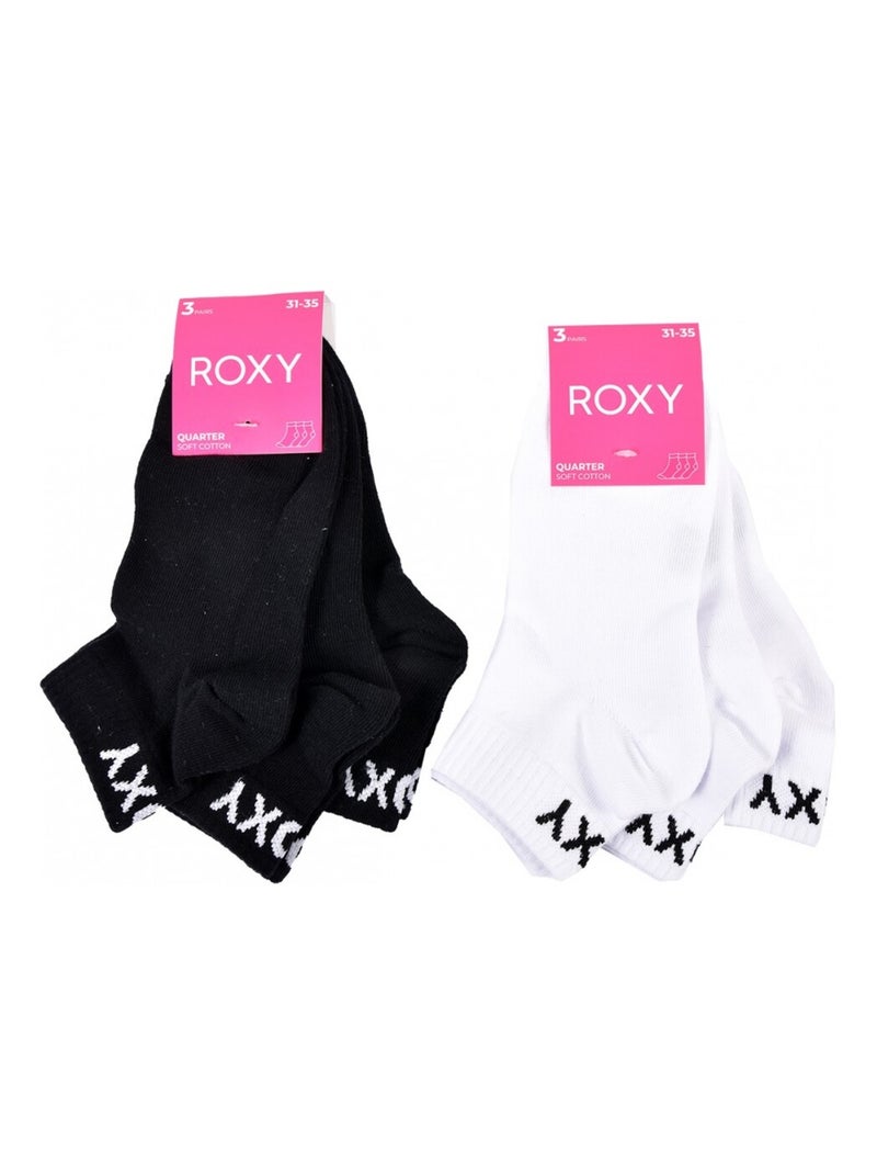 Chaussettes roxy quarter - pack de 6 Blanc Noir - Kiabi