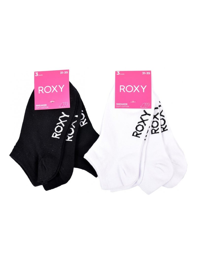 Chaussettes roxy sneaker - pack de 6 Blanc Noir - Kiabi