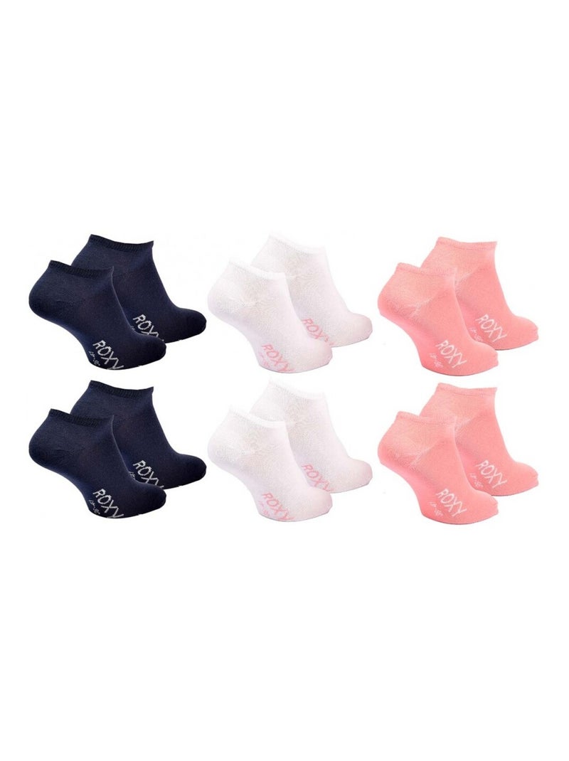 Chaussettes roxy sneaker - pack de 6 Noir Rose Blanc - Kiabi