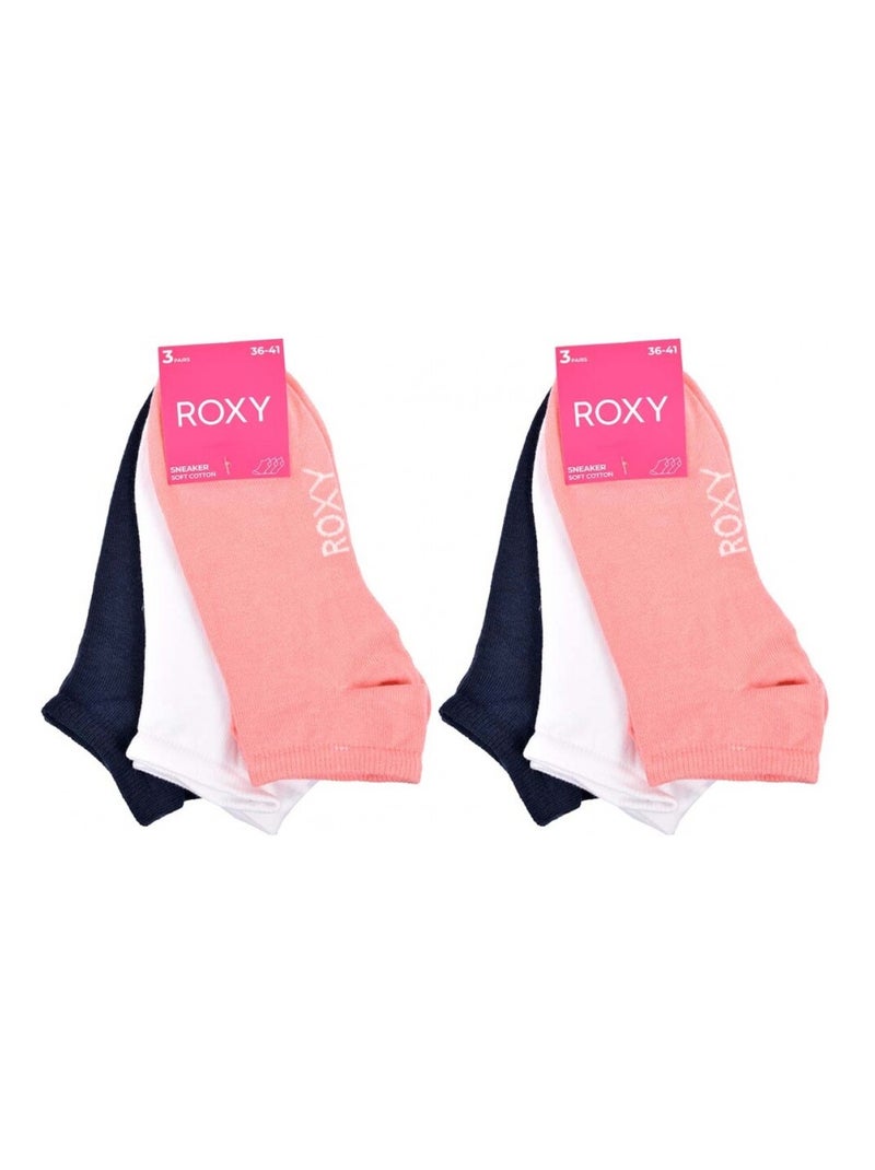 Chaussettes roxy sneaker - pack de 6 Noir Rose Blanc - Kiabi