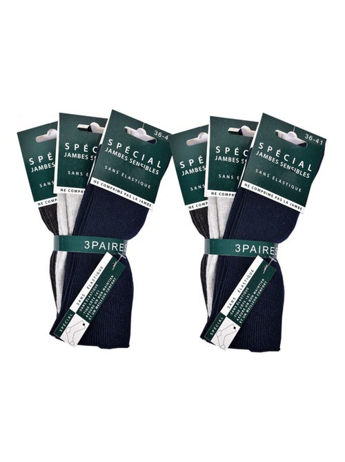Chaussettes sans élastique femme Spécial Jambes sensibles - Pack de 6 - Kiabi Chaussettes sans élastique femme Spécial Jambes sensibles - Pack de 6 - Kiabi