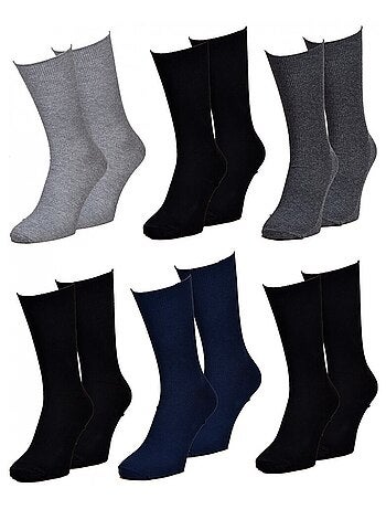 Chaussettes sans élastique homme spécial jambes sensibles - pack de 6