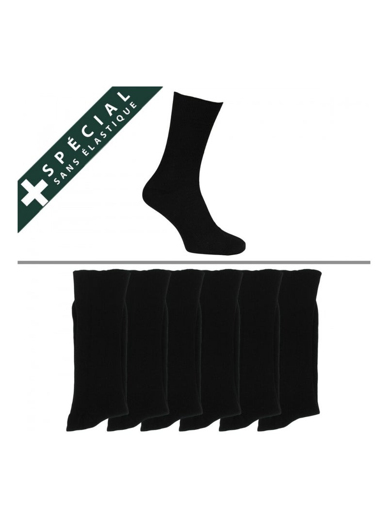 Chaussettes sans élastique homme spécial jambes sensibles - pack de 6 Noir - Kiabi