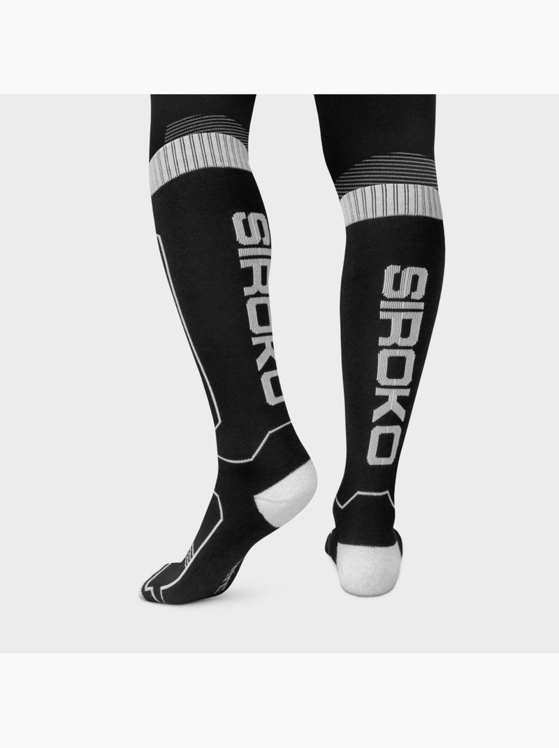 Chaussettes ski laine sports d'hiver homme et femme srx glide b&w Noir - Kiabi