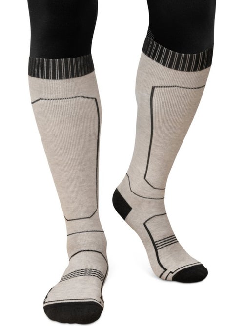 Chaussettes ski laine sports d'hiver homme et femme srx glide sand - Kiabi