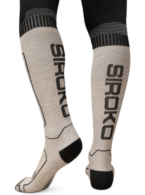 Chaussettes ski laine sports d'hiver homme et femme srx glide sand - Kiabi