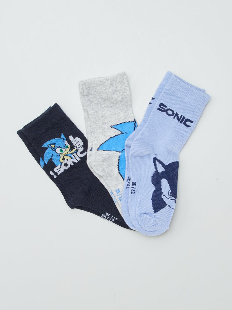 Chaussettes 'Sonic' - lot de 3 Bleu - Kiabi