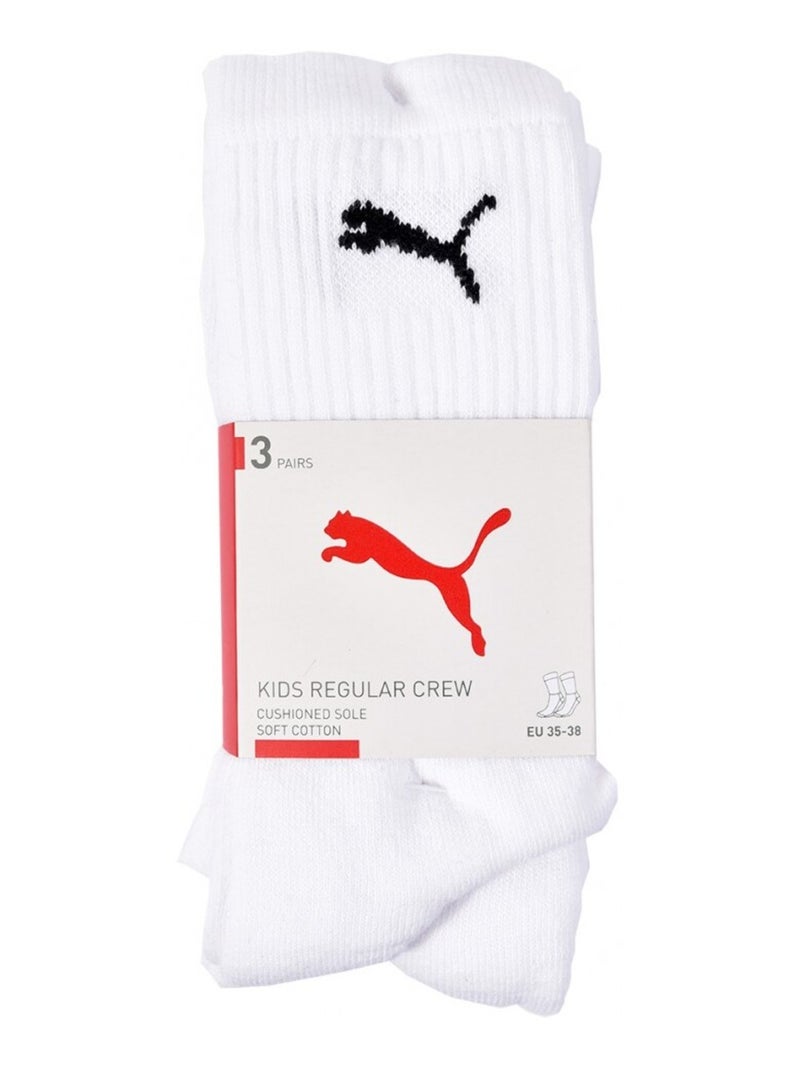 Chaussettes Sport PUMA Tennis CREW JUNIOR - Pack de 3 Blanc - Kiabi