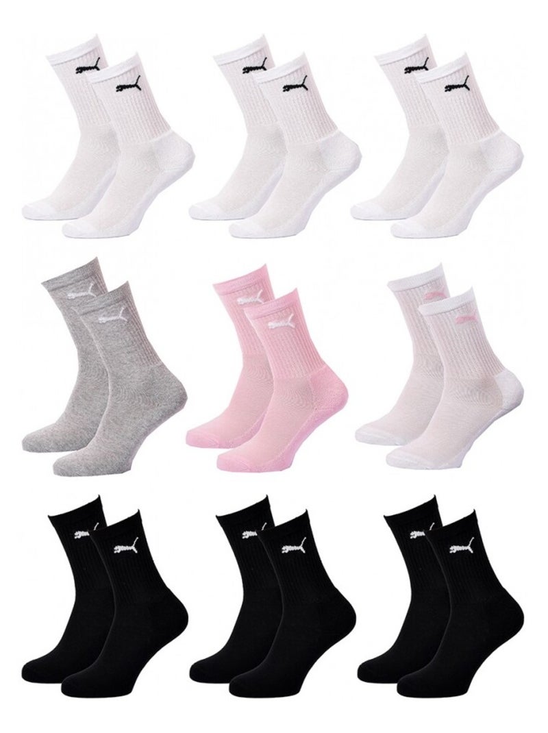 Chaussettes Sport PUMA Tennis CREW JUNIOR - Pack de 9 Multicolore - Kiabi