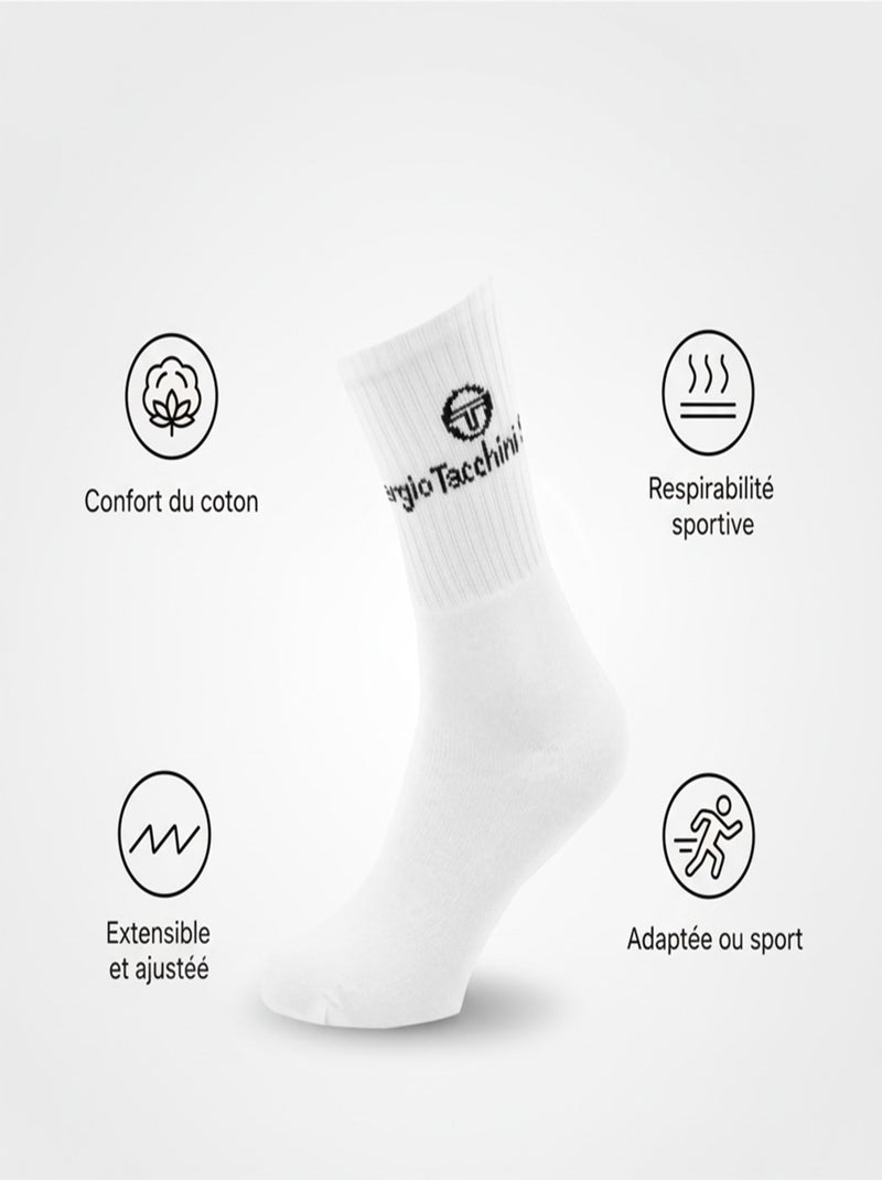 Chaussettes SPORT SERGIO TACCHINI - Pack de 6 Paires Blanc Noir - Kiabi