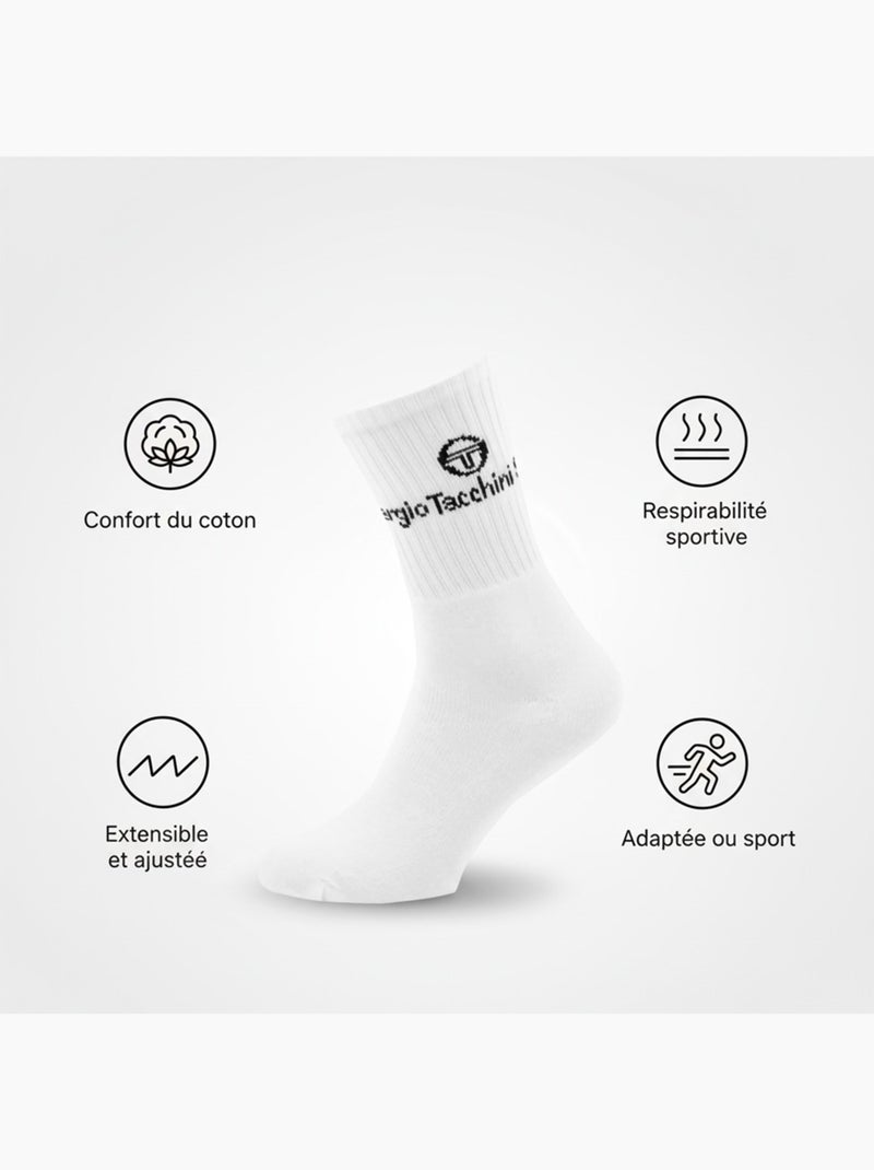 Chaussettes SPORT SERGIO TACCHINI - Pack de 9 Paires Noir Blanc Noir - Kiabi