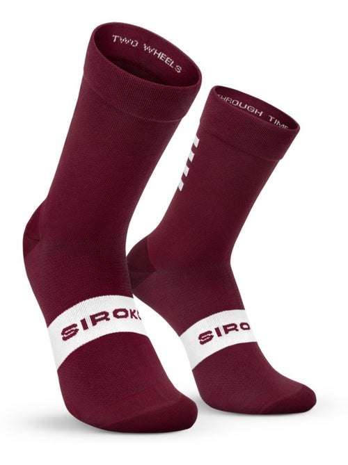 Chaussettes vélo cyclisme homme et femme s1 burgundy - Kiabi
