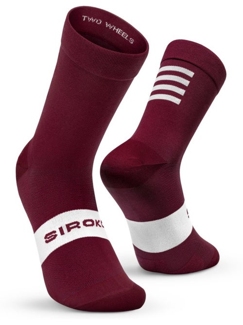 Chaussettes vélo cyclisme homme et femme s1 burgundy - Kiabi