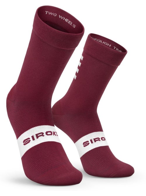 Chaussettes vélo cyclisme homme et femme s1 maroon volata - Kiabi