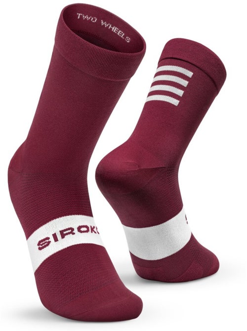 Chaussettes vélo cyclisme homme et femme s1 maroon volata - Kiabi