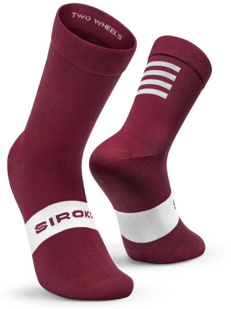 Chaussettes vélo cyclisme homme et femme s1 maroon volata Rouge brique - Kiabi