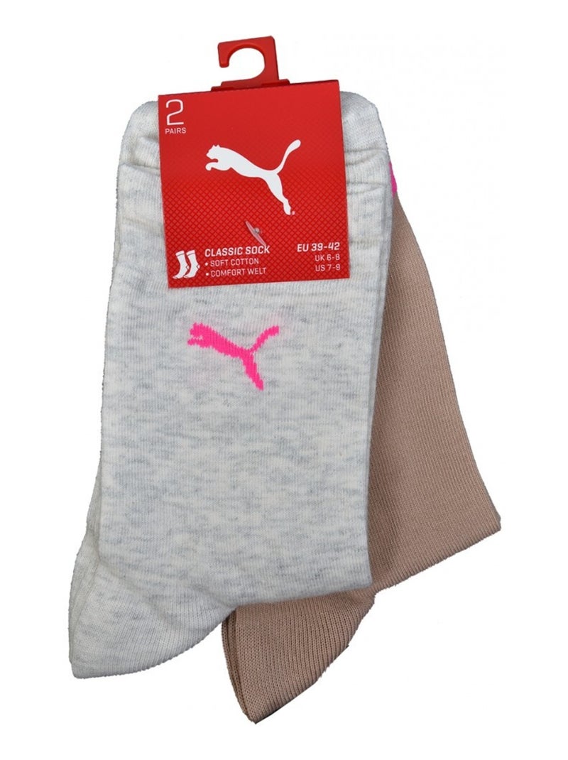 Chaussettes Ville Urbain PUMA Socks CLASSIC - Pack de 2 Beige/Blanc - Kiabi