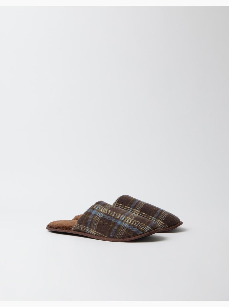Chaussons à carreaux de chambre, mo fashion Marron - Kiabi