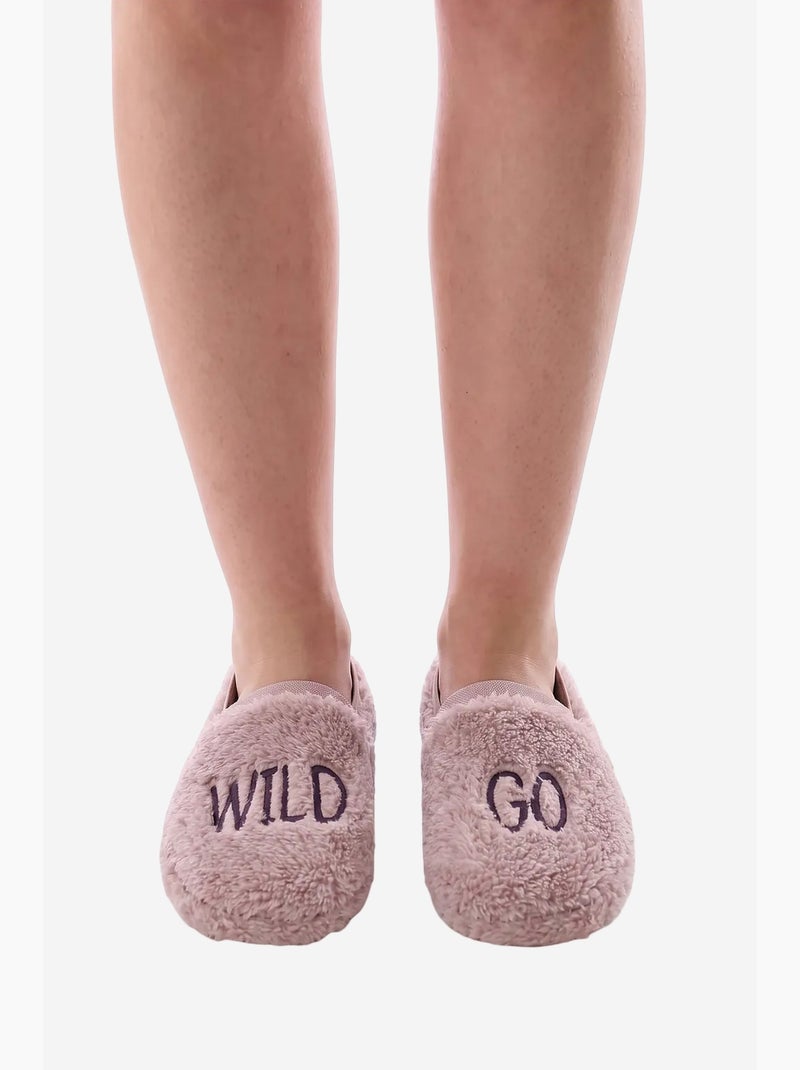 Chaussons à motif wild slogan penti Rose clair - Kiabi