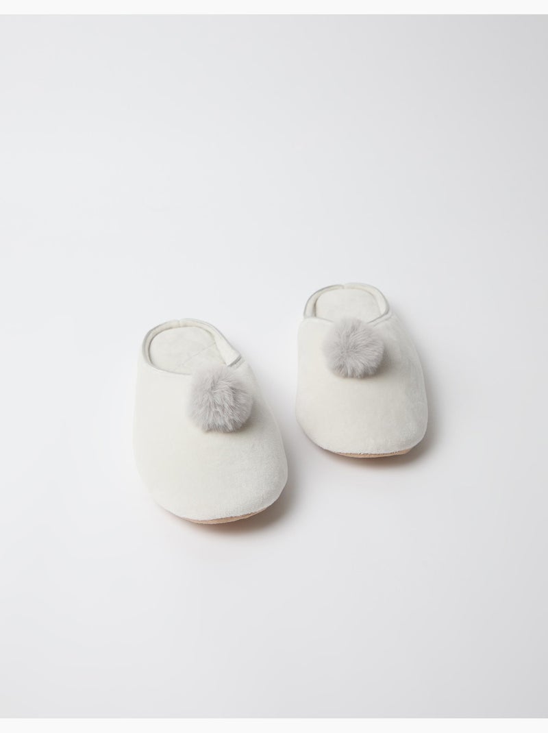 Chaussons avec pompons, mo fashion Gris - Kiabi