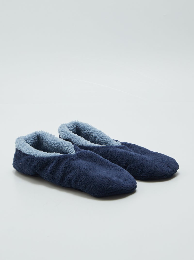 Chaussons ballerines en polaire bleu - Kiabi