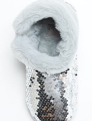 Chaussons boots effet moutonné avec sequins